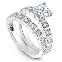 Noam Carver White Gold Matching Band With 13 Diamonds