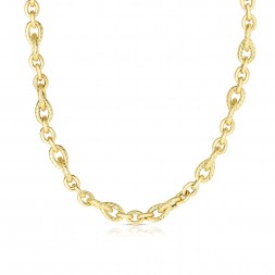 14K Gold Italian Cable Teardrop And Oval Link Necklace