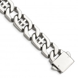 Stainless Steel Polished Crosses 8.5in Bracelet