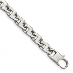 Stainless Steel Polished Fancy Square Link 8.5in Bracelet