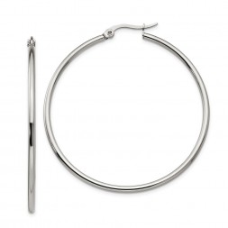 Stainless Steel Polished 48mm Diameter Hoop Earrings