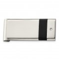Stainless Steel Polished Black Rubber and CZ Money Clip