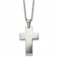 Stainless Steel Brushed Cross 20in Necklace