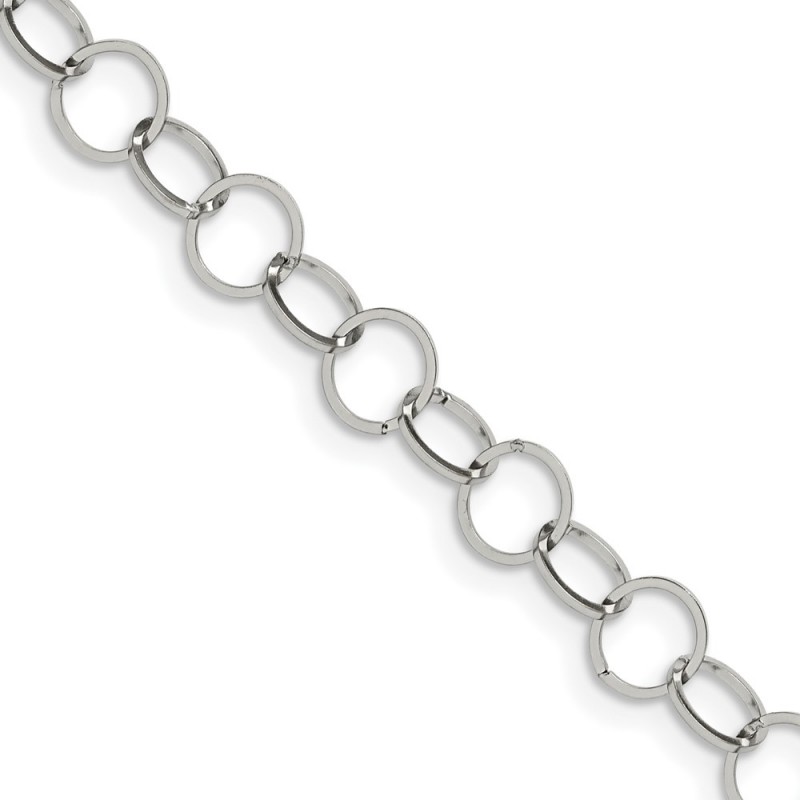 Stainless Steel Polished 8mm Circle Link 22in Necklace