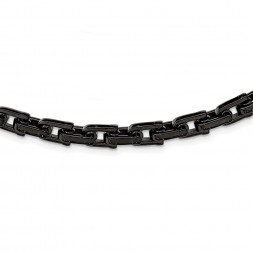 Stainless Steel Polished Black IP-plated 20in Link Necklace