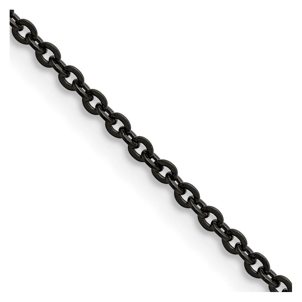Stainless Steel Polished Black IP-plated 2.3mm 18in Cable Chain