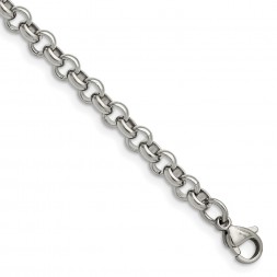 Stainless Steel Polished 6mm 7.5in Rolo Chain