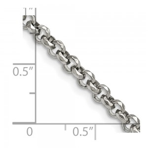 Stainless Steel Polished and Textured Fancy Rolo 22in Chain