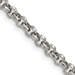 Stainless Steel Polished and Textured Fancy Rolo 22in Chain
