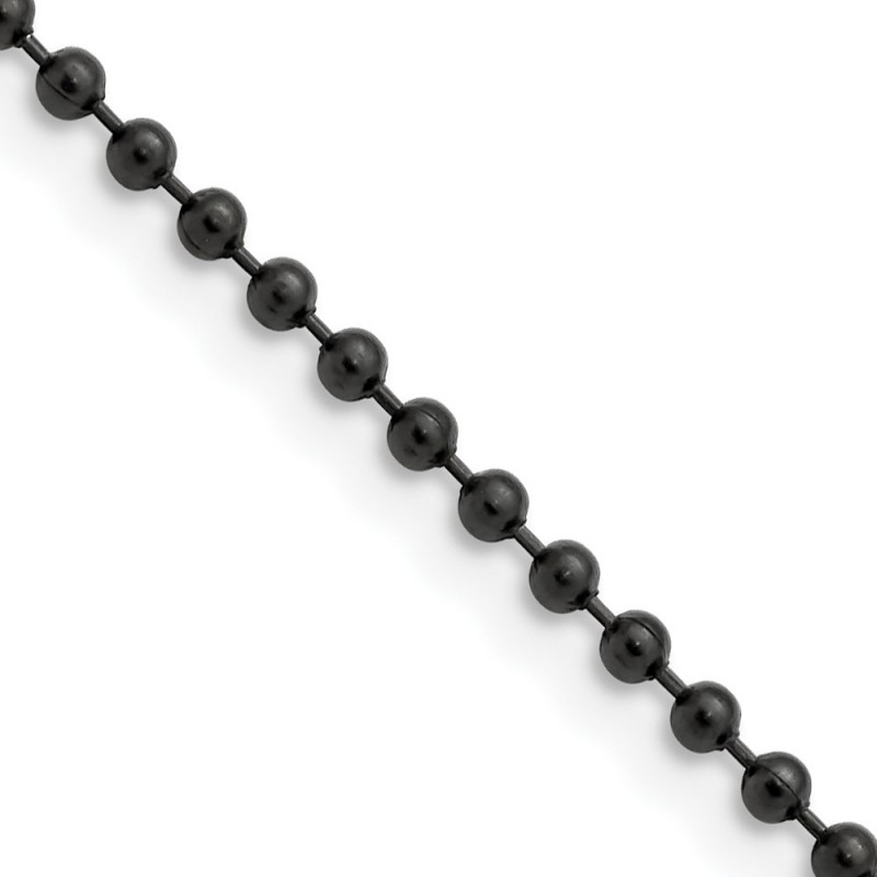 Stainless Steel Polished Black IP-plated 2.4mm 24in Ball Chain