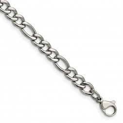 Stainless Steel Polished 5.3mm 7in Figaro Chain
