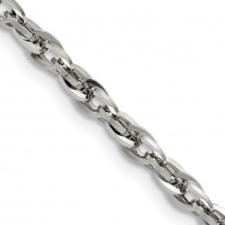 Stainless Steel Polished 4.2mm 18 inch Fancy Twisted Link Chain