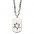 Stainless Steel Polished Star of David Dog Tag 24in Necklace