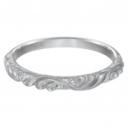 Diamond Wedding Band With Satin Finished Floral Carving Detail Highlighted With Diamonds To Match Engagement Ring 31-V10