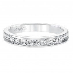 Anniversary Ring With Princess Cut Channel Set Diamonds Halfway Around