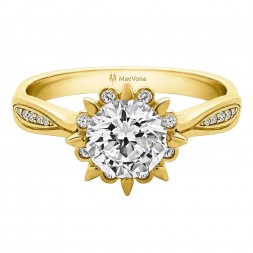 SNOWDROP ROUND HALO PAVE ENGAGEMENT WITH 0.40ct H-SI DIAMOND CENTER