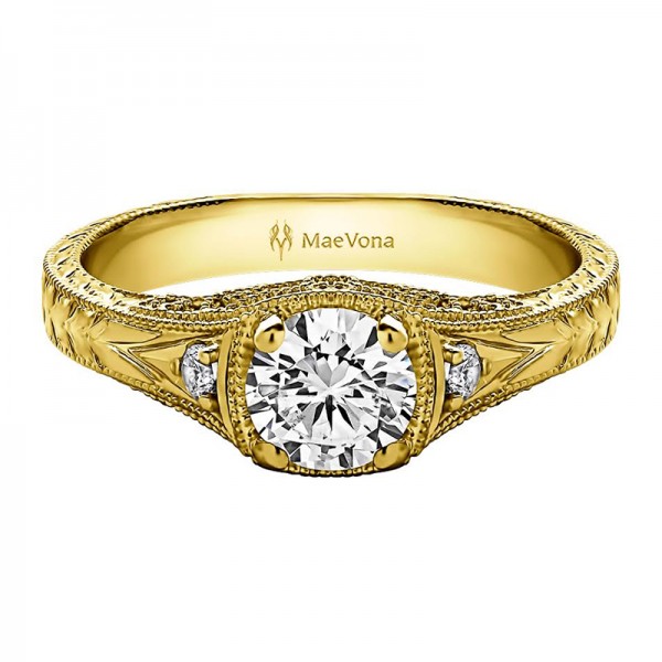 GREENOCK VINTAGE ROUND ENGAGEMENT RING WITH 0.40ct H-SI ROUND CENTER