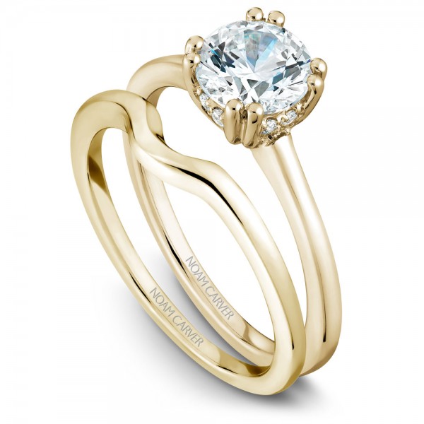Noam Carver Yellow Gold Engagement Ring With Round Centerpiece And 8 Diamonds