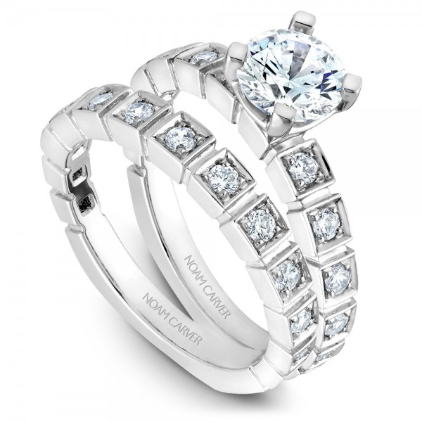 Noam Carver White Gold Matching Band With 13 Diamonds