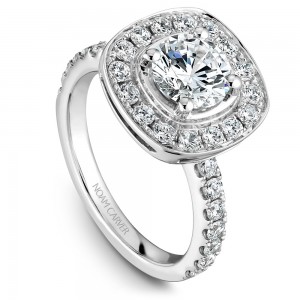 Noam Carver White Gold Engagement Ring With Cushion Halo And 30 Diamonds