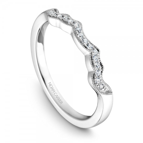 Noam Carver White Gold Matching Band With 16 Diamonds