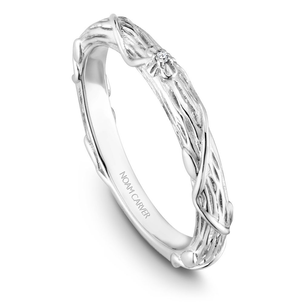 Noam Carver White Gold Matching Band With 1 Diamond