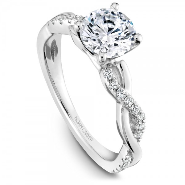 Noam Carver White Gold Engagement Ring With Twist Band And 24 Round Diamonds