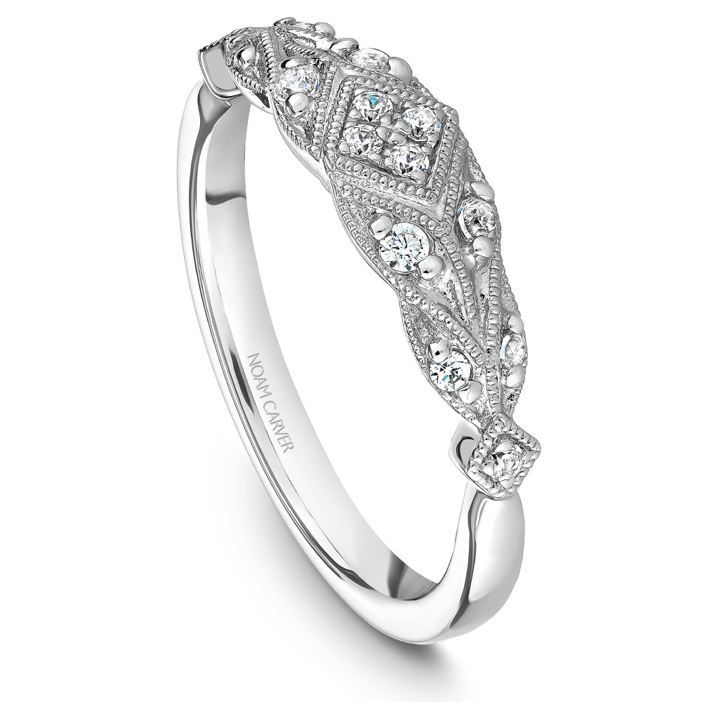 Noam Carver White Gold Matching Band With 14 Diamonds