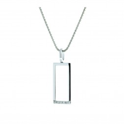 14 kt White Gold Open Rectangle Diamond Necklace