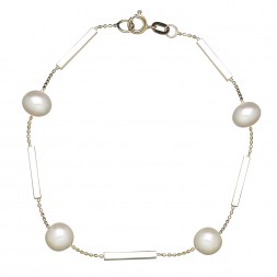 14kyg 7-8mm Round Freshwater Cultured Pearl and Bar 7.5