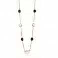 Silver  Gem Candy Oval L Ink 26 In Necklace With Diamonds, Moonstone And  Black Onyx