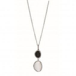 Silver Gem Candy L Inked Necklace With Black Onyx, Moonstone And  Diamonds