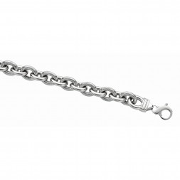 Silver Shiny Textured Italian Cable Bracelet With Figure 8 Clasp