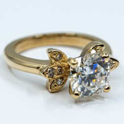 Floral Design Cushion Cut Diamond Ring