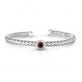 Sterling Silver And 18K Gold Popcorn Cuff Bangle With Round Garnet