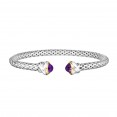 Sterling Silver And 18K Gold Popcorn Cuff Bangle With Amethyst