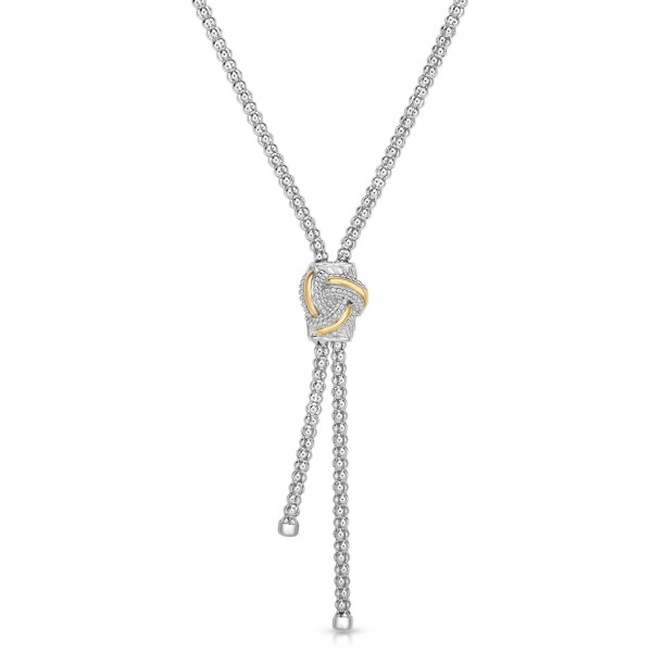 Sterling Silver And 18K Gold Popcorn Love Knot Lariat