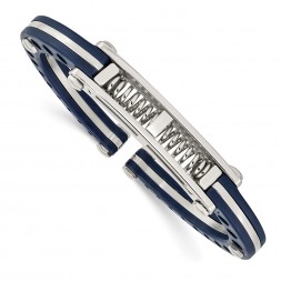 Stainless Steel Polished  w/Blue PVC Hinged Bangle