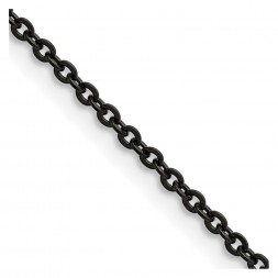 Stainless Steel Polished Black IP-plated 2.3mm 22in Cable Chain