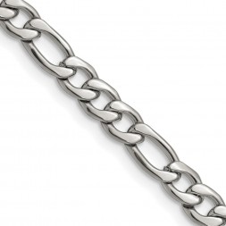 Stainless Steel Polished 6.3mm 20in Figaro Chain