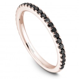 Noam Carver Rose Gold Stackable Ring With 29 Round Black Diamonds