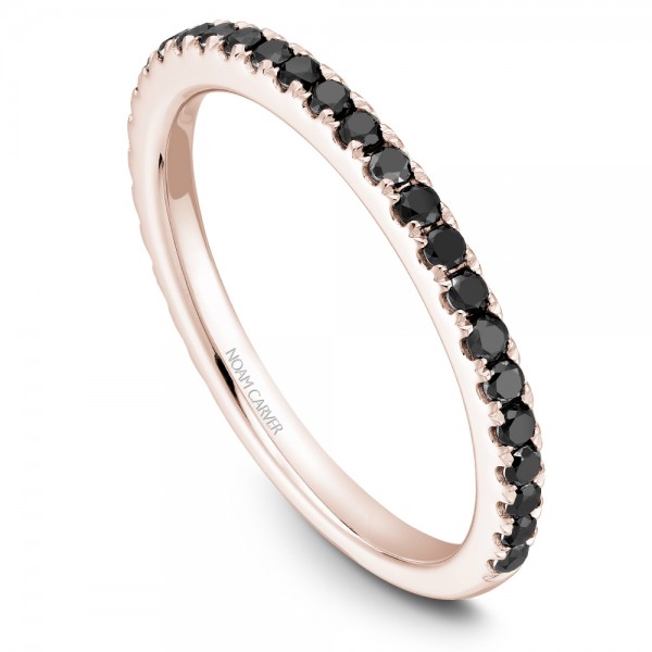 Noam Carver Rose Gold Stackable Ring With 29 Round Black Diamonds