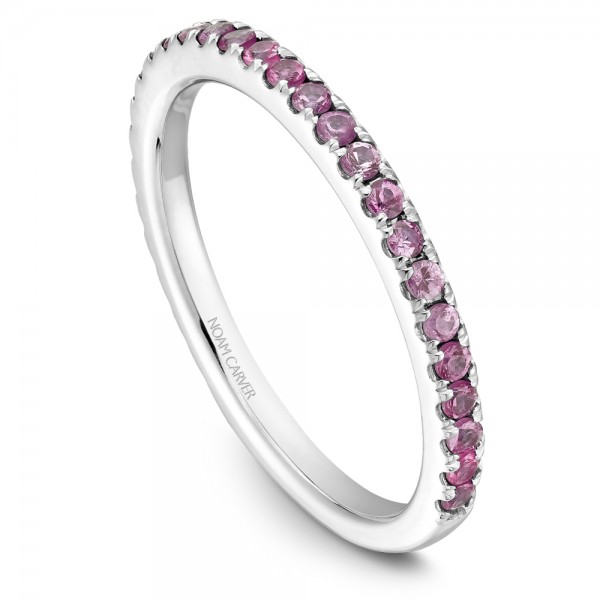 Noam Carver White Gold Stackable Ring With 29 Round Pink Sapphires
