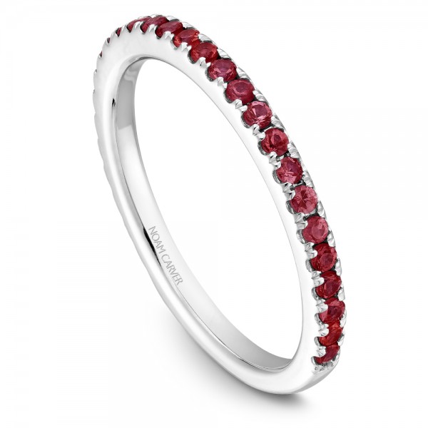 Noam Carver White Gold Stackable Ring With 29 Round Rubies