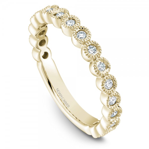 Noam Carver Yellow Gold Stackable Ring With 17 Round Diamonds