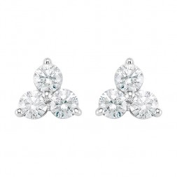 14K White 1/3 CTW Diamond Three-Stone Earrings