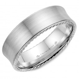 White Gold With Brushed Finish And Rope Detailed Wedding Band