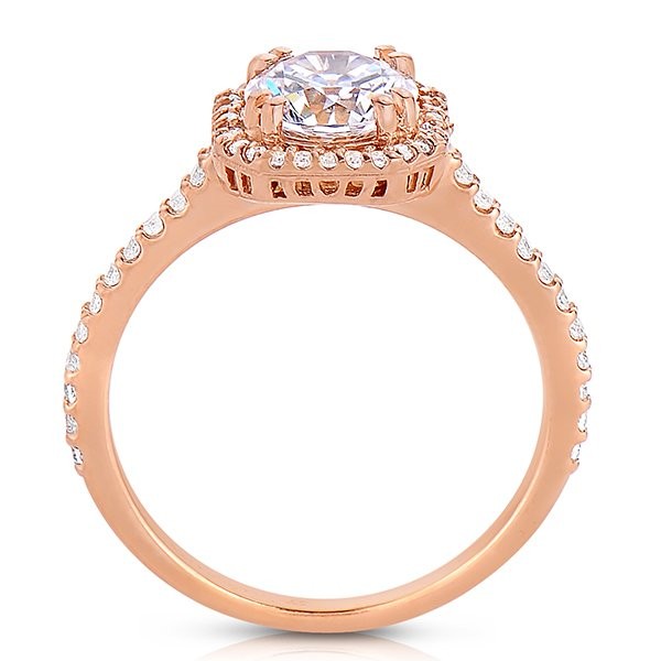 Rm1309rs-14k Rose Gold Round Cut Halo Diamond Semi Mount Engagement Ring