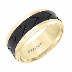 8Mm Two Tone Yellow & Black  Wedding Band