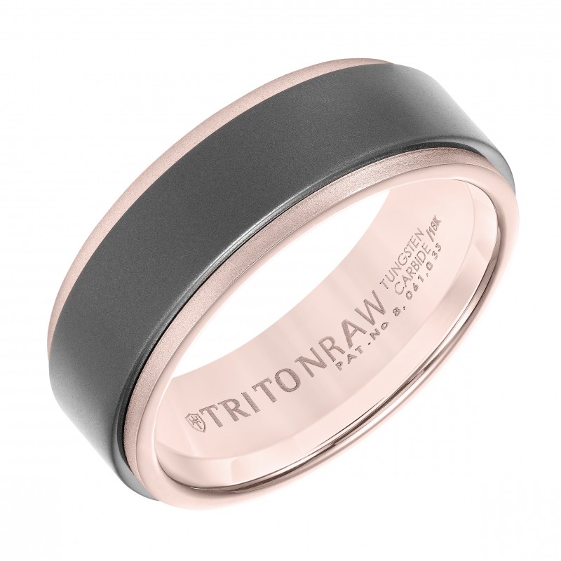 8Mm Rose Gold & Tungsten Wedding Band